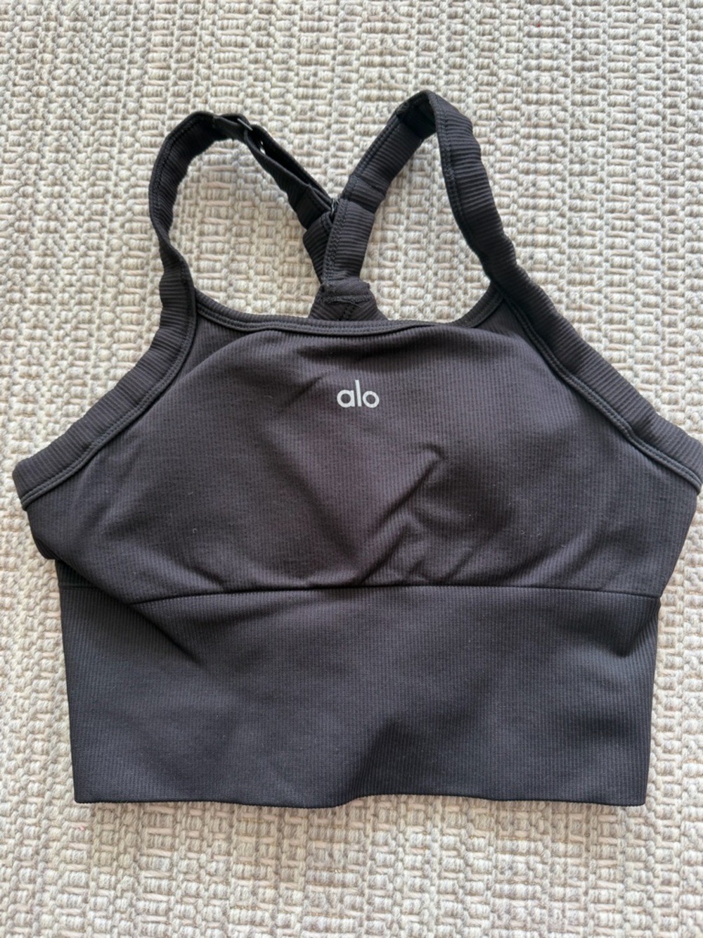 Alo Black Ribbed Sports Bra-perfect condition. Worn once